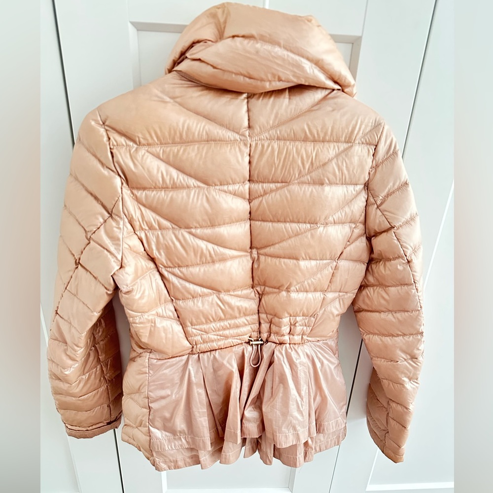 Calvin Klein Womens Packable Down Zip Up Coat Size S Lightweight Metallic peach